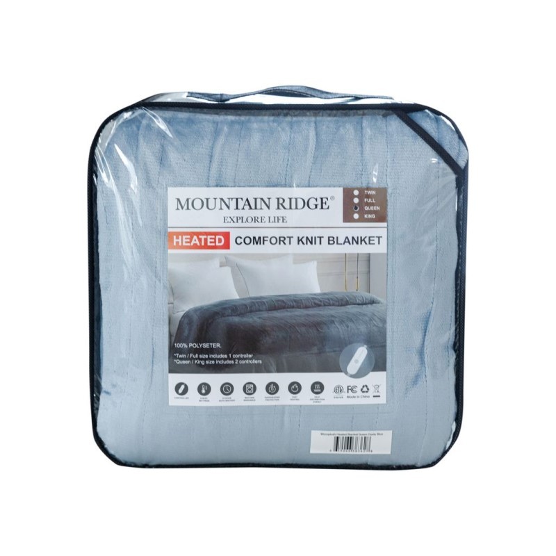 Microplush Heated Blnkt Queen - (Dusty Blue)