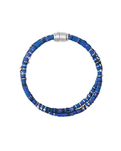 Kendra Scott Mens Hicks Oxidized Sterling Silver Wrap Bracelet, Blue Mix