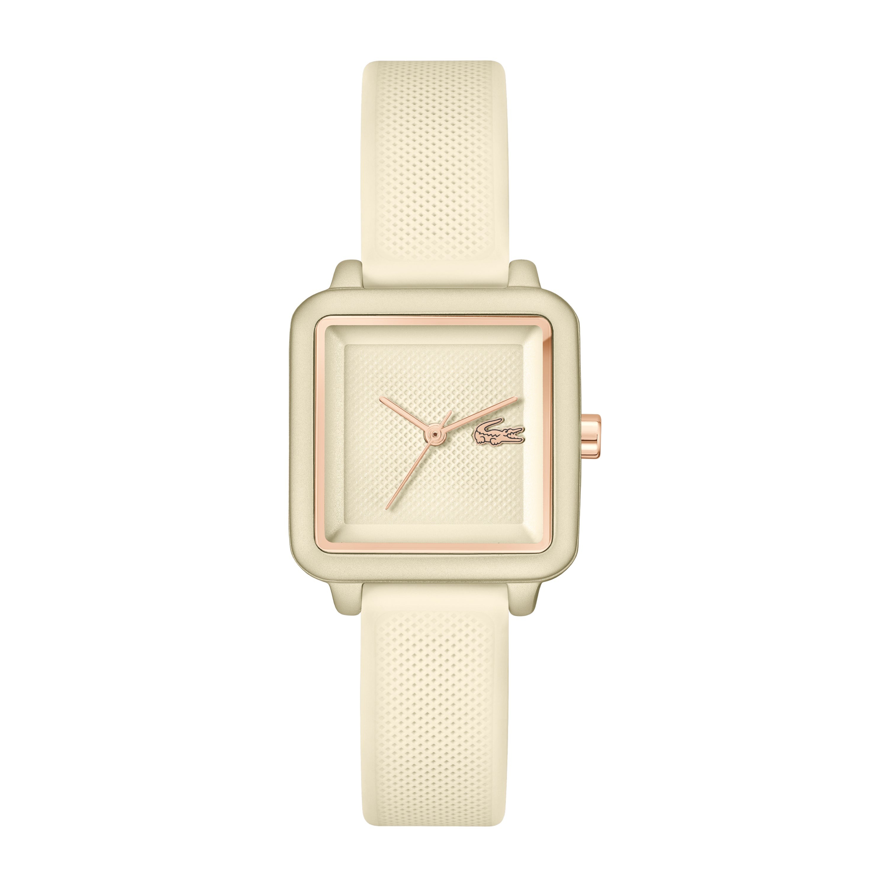 Ladies' 12.12 Flow Square White Strap Watch, White Dial