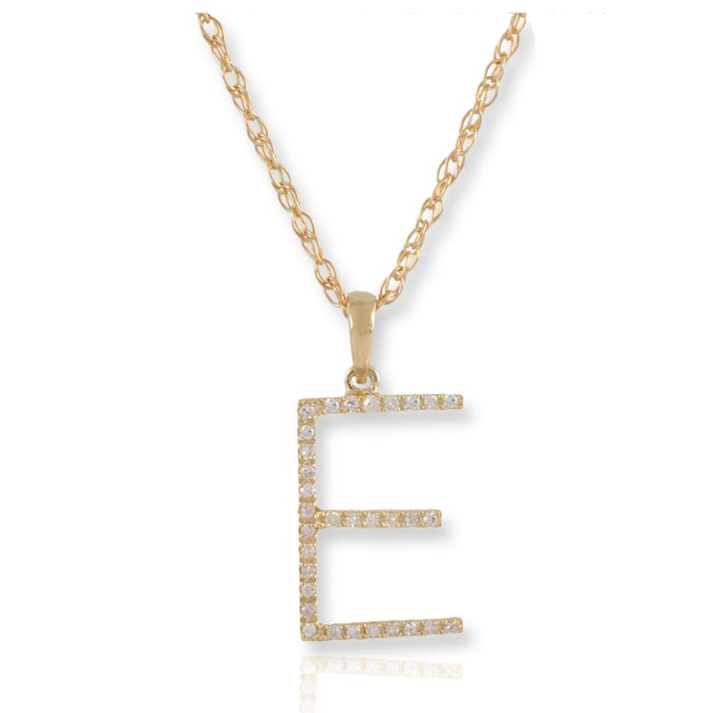 Diamond Initial E Necklace - (Yellow Gold)