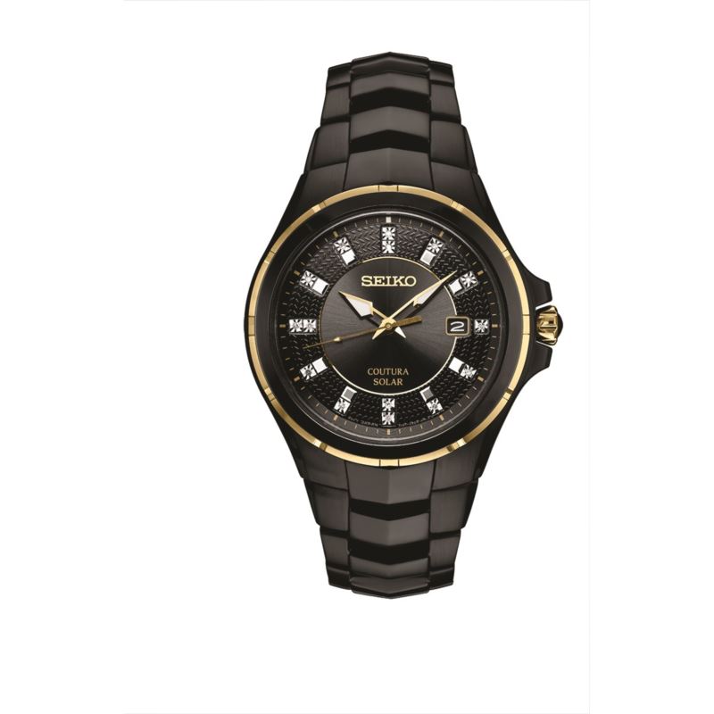 Mens Contura Diamond Solar Stainless Steal Watch - (Black)