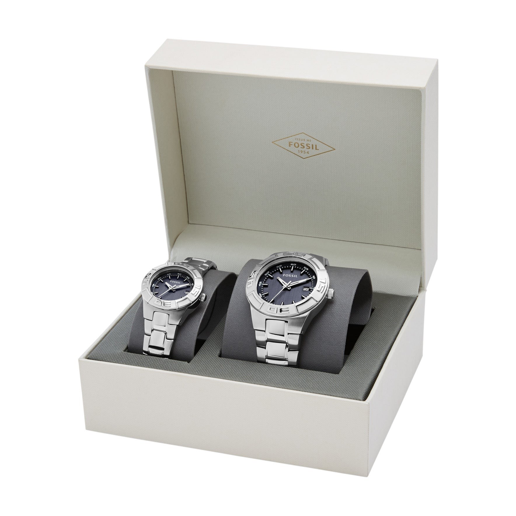 His and Hers Silver-Tone Stainless Steel Watch Gift Set