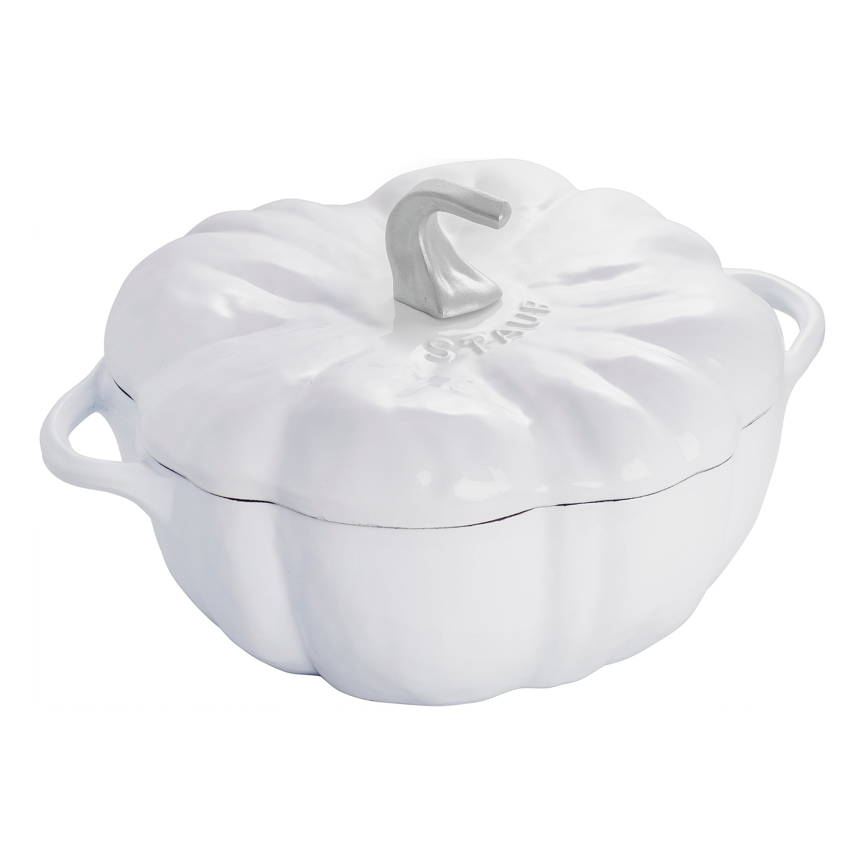 3.5qt Cast Iron Pumpkin Cocotte White Truffle