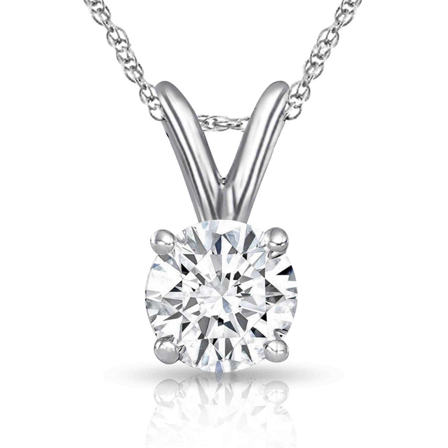 Round Lab Grown Diamond Pendant in 14K White Gold 0.50ct