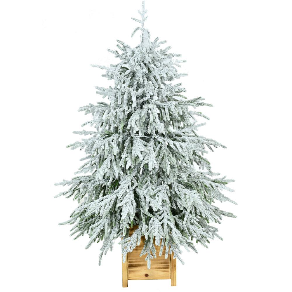 Farm 4 Ft Real Feel Artificial Christmas Trees with LED Lights in Light Flock