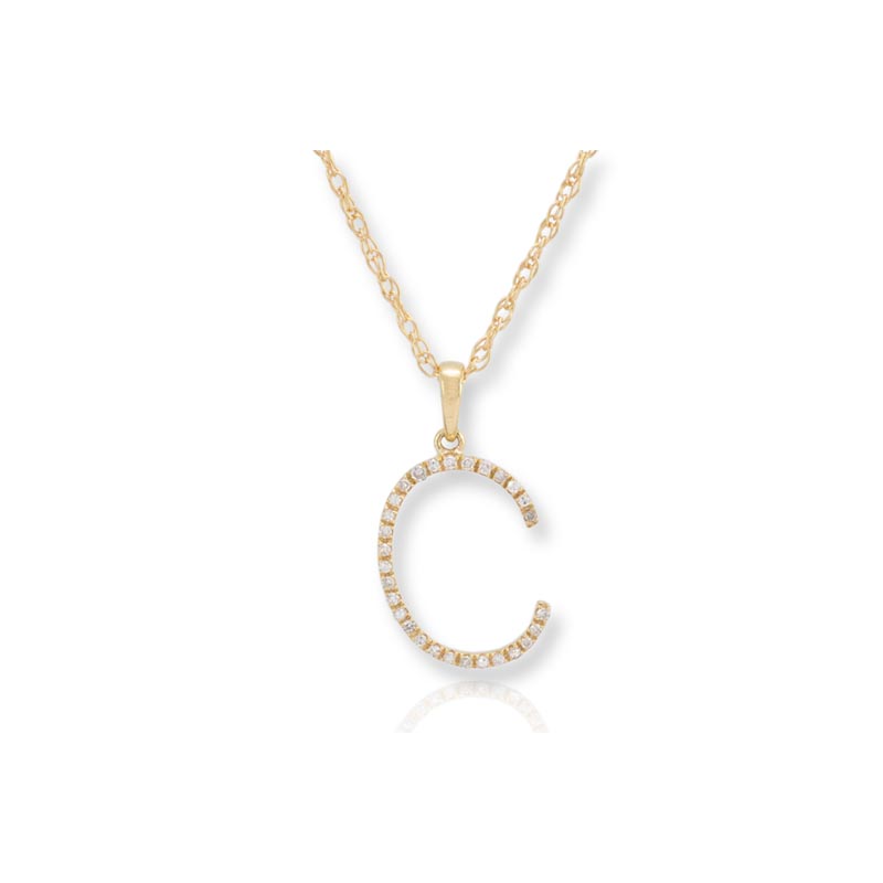 Diamond Initial C Necklace - (Yellow Gold)
