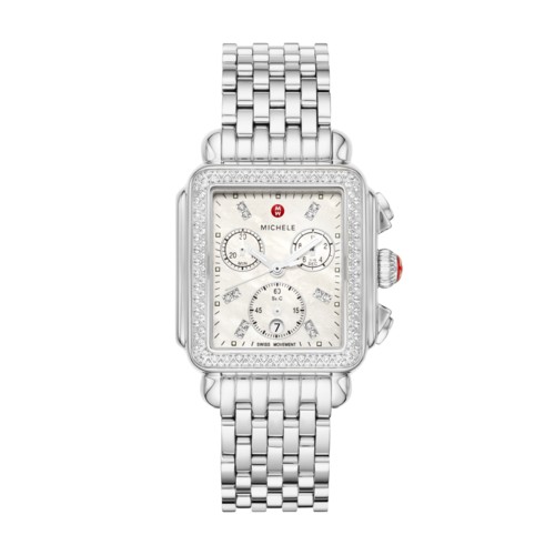 Michele Deco Stainless Diamond Watch