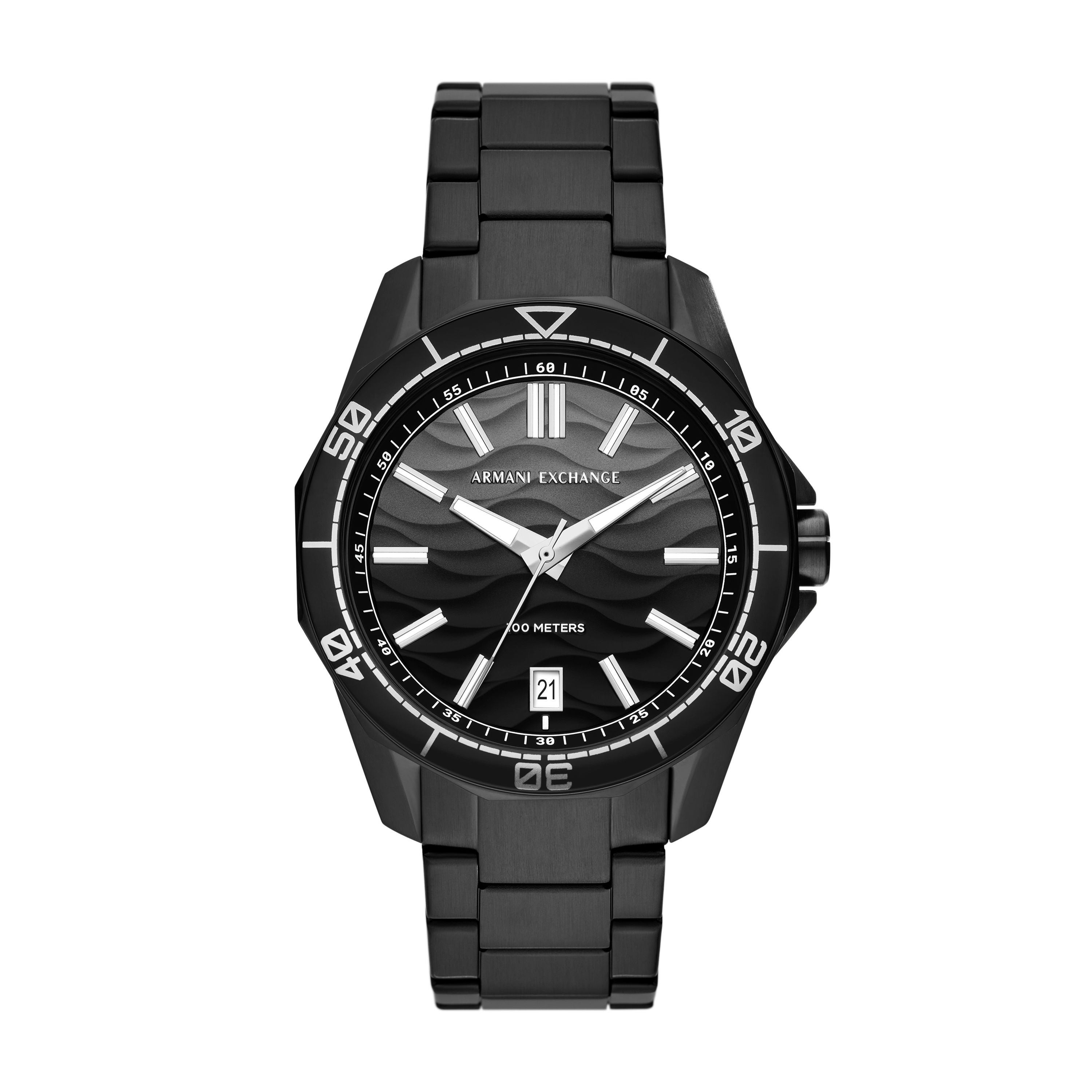 Men's Spencer Black Ion-Plated Stainless Steel Watch, Gray Dial