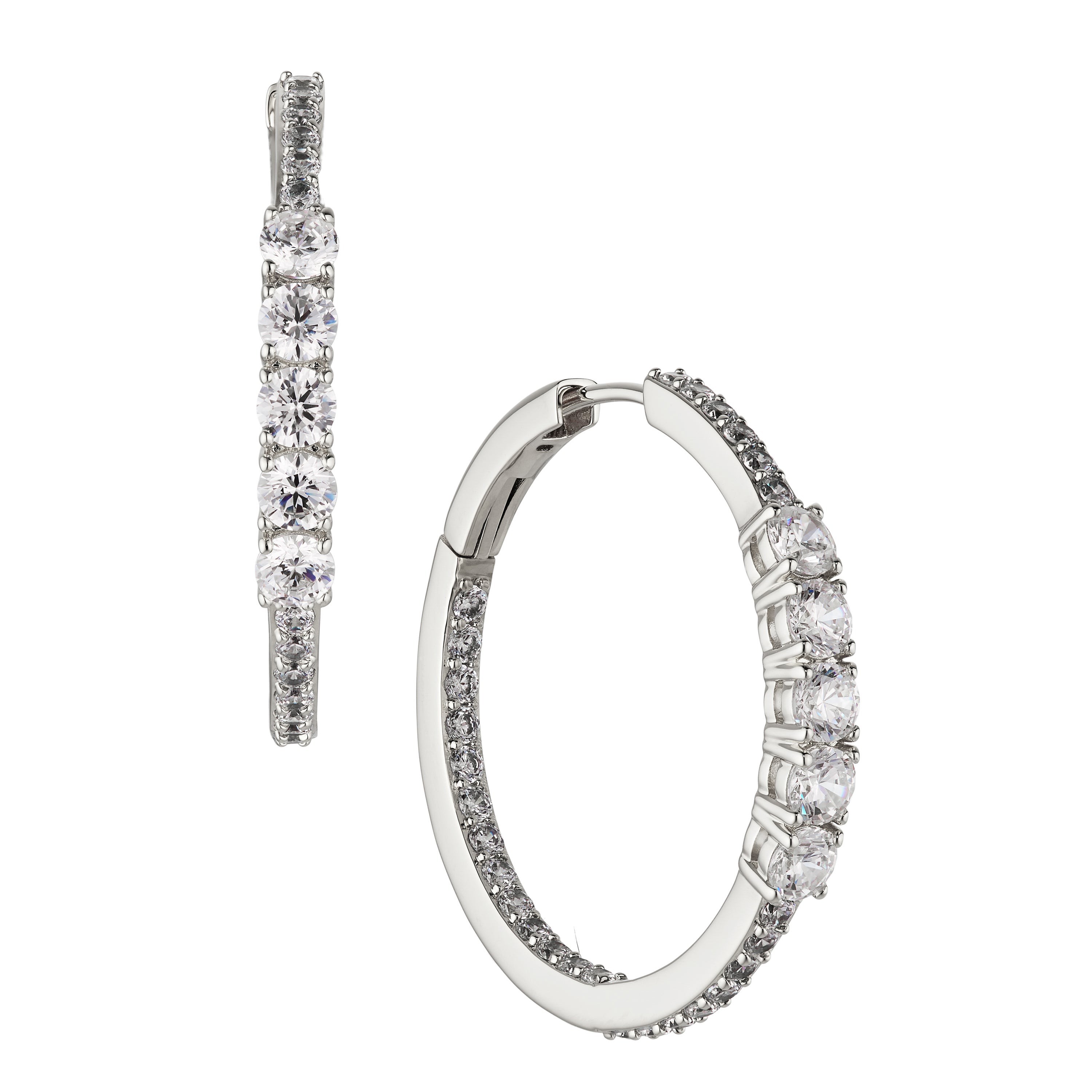 Love All Medium CZ Hoops Earrings Silver