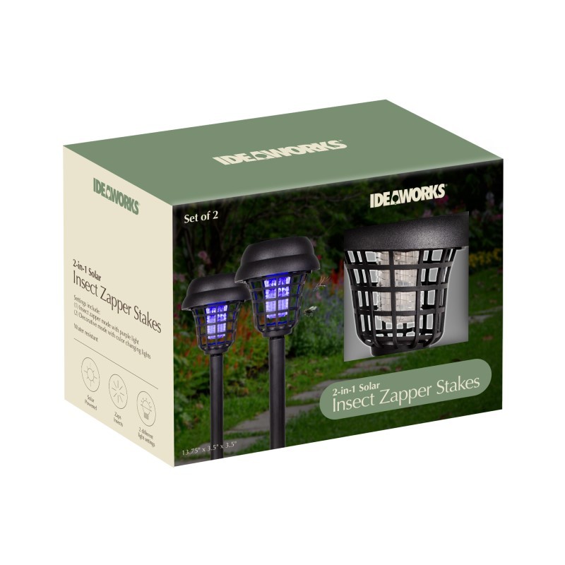 2 in 1 Solar Insect Zapper Stakes – Set of 2