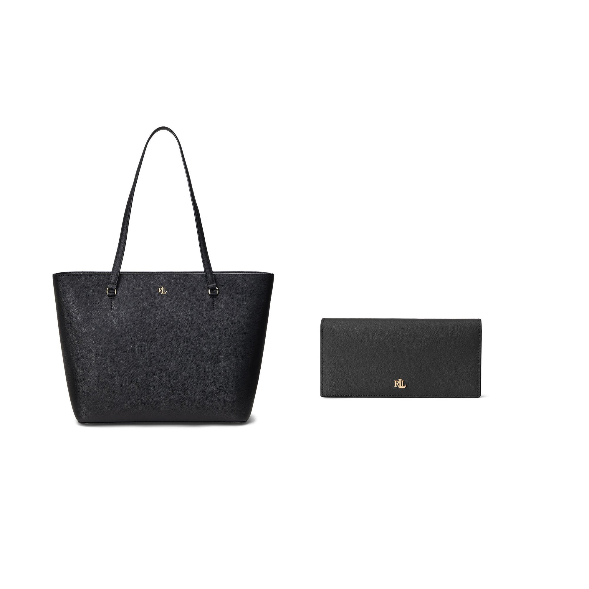 Karly Crosshatch Leather Shopper and Wallet Black