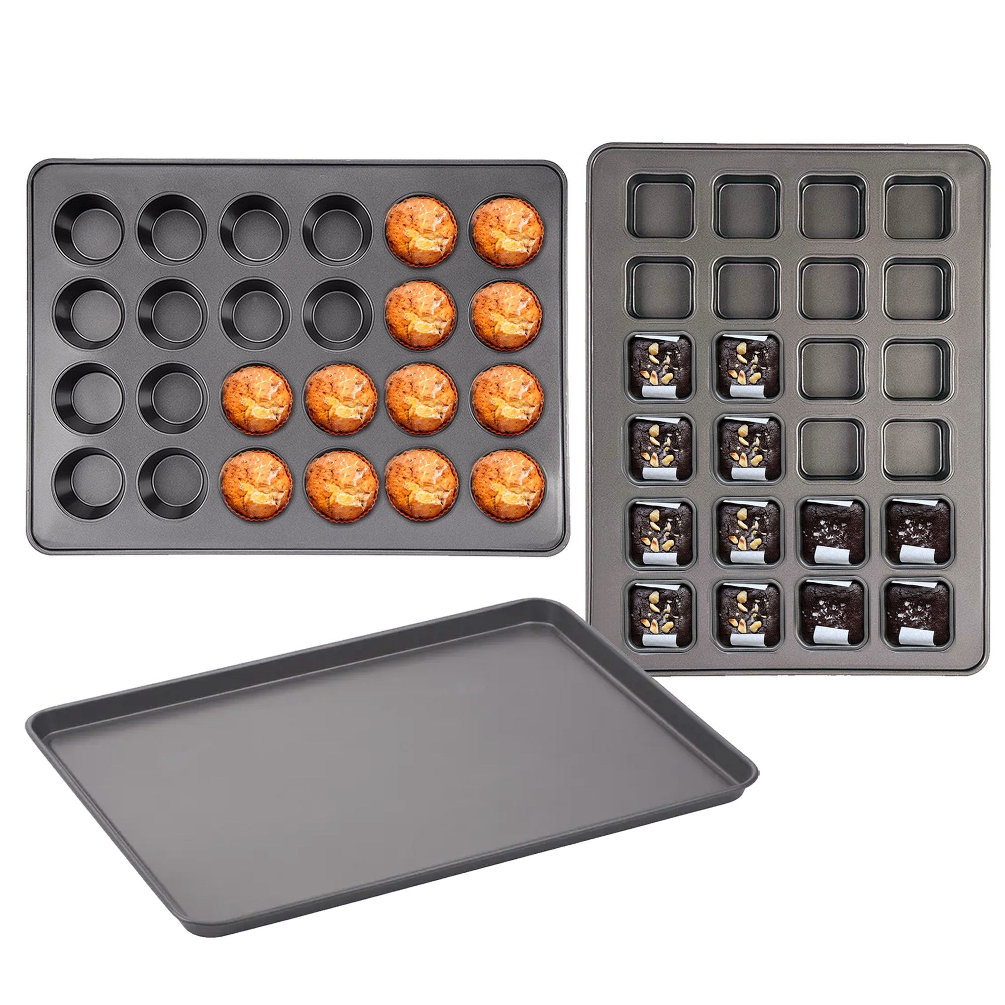 3pc Mega Nonstick Bakeware Set Dark Gray