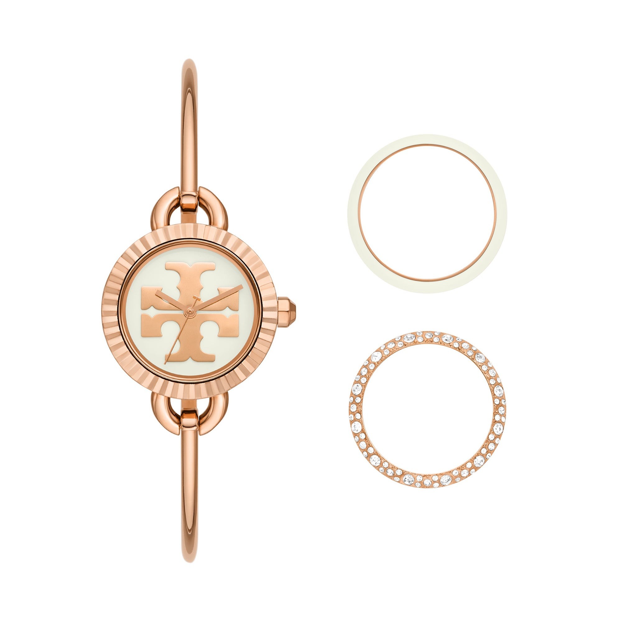 Ladies' Miller Rose Gold-Tone Stainless Steel Bangle Watch Gift Set