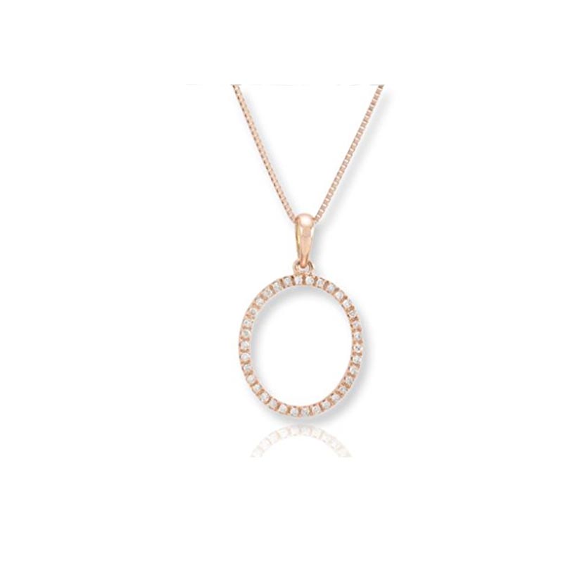 Diamond Initial O Necklace - (Rose Gold)