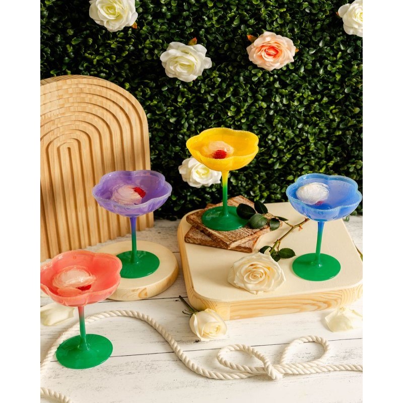 Ombre Flower Coupes Set of 4