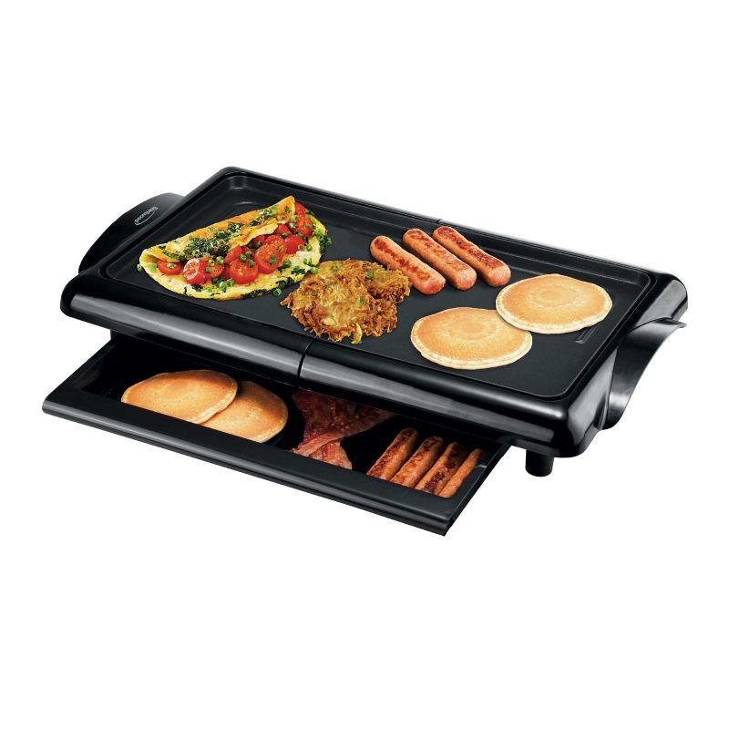 1400-Watt Non-Stick Electric Griddle with Drip Pan 10 x 20 Inch Black