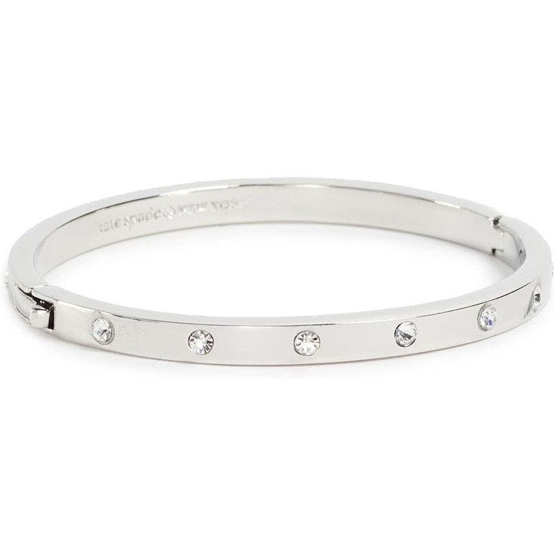 Set In Stone Hinged Bangle Bracelet Silver