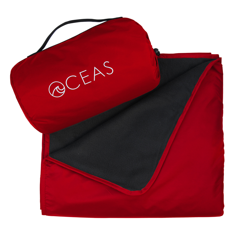Large Waterproof Fleece Outdoor Blanket with Portable Bag - (Volcanic Red)