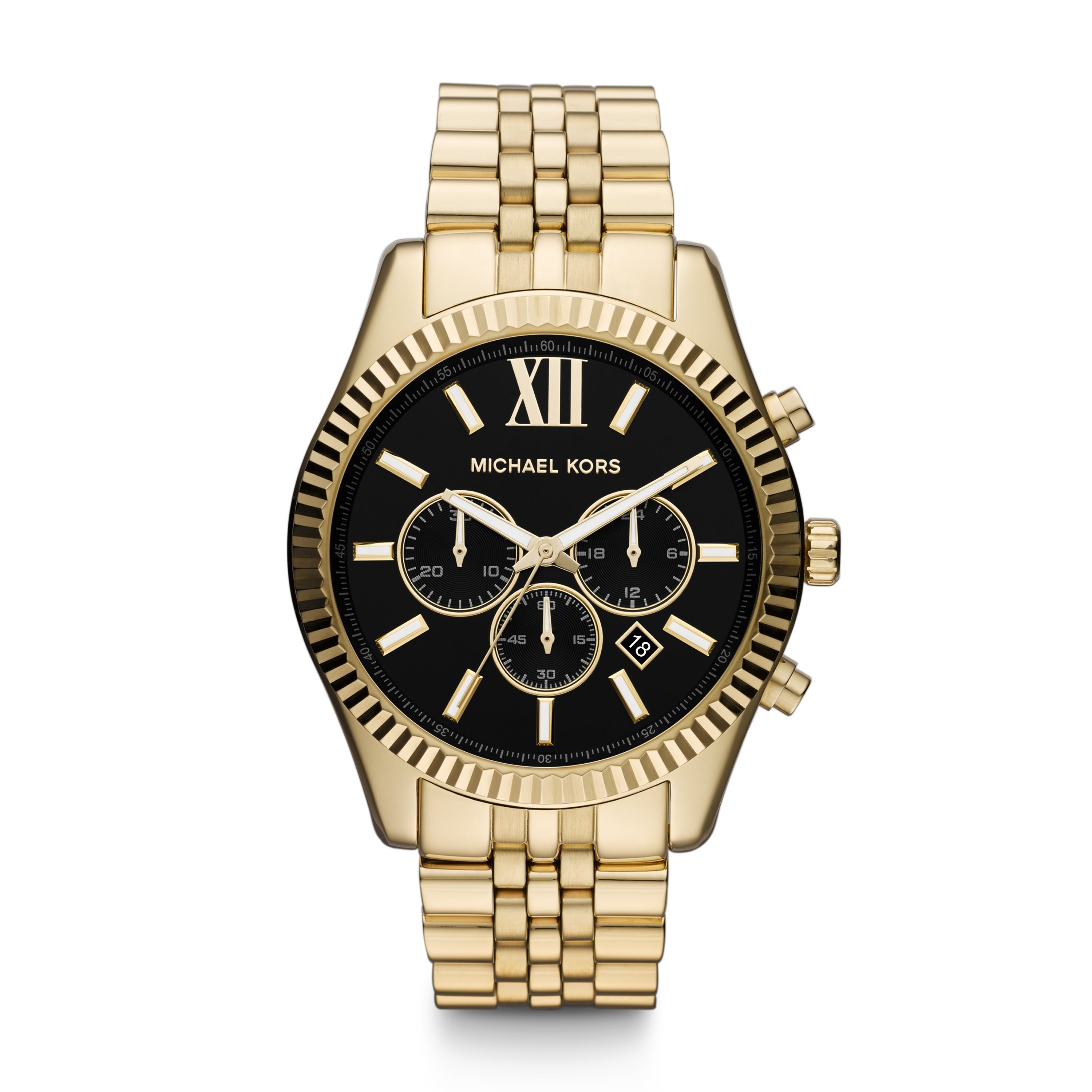 Mens Lexington Gold-Tone SS Chronograph Watch Black Dial