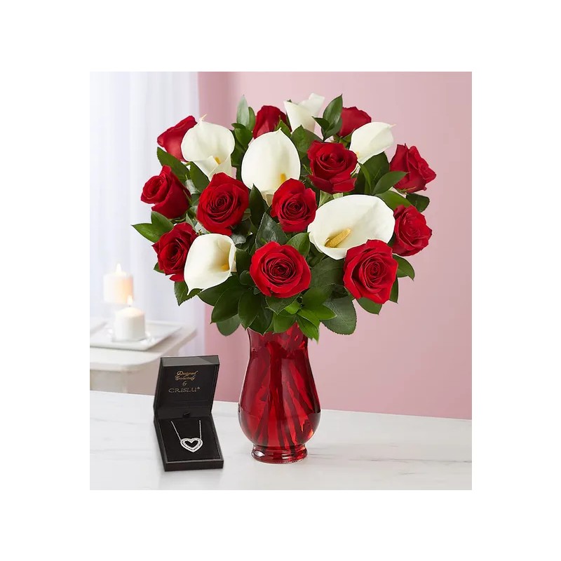 Red Rose & Calla Lily Bouquet for Valentine’s Day