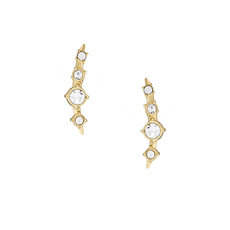 All Stacked Up Gold-Tone Stainless Steel Climber Earrings