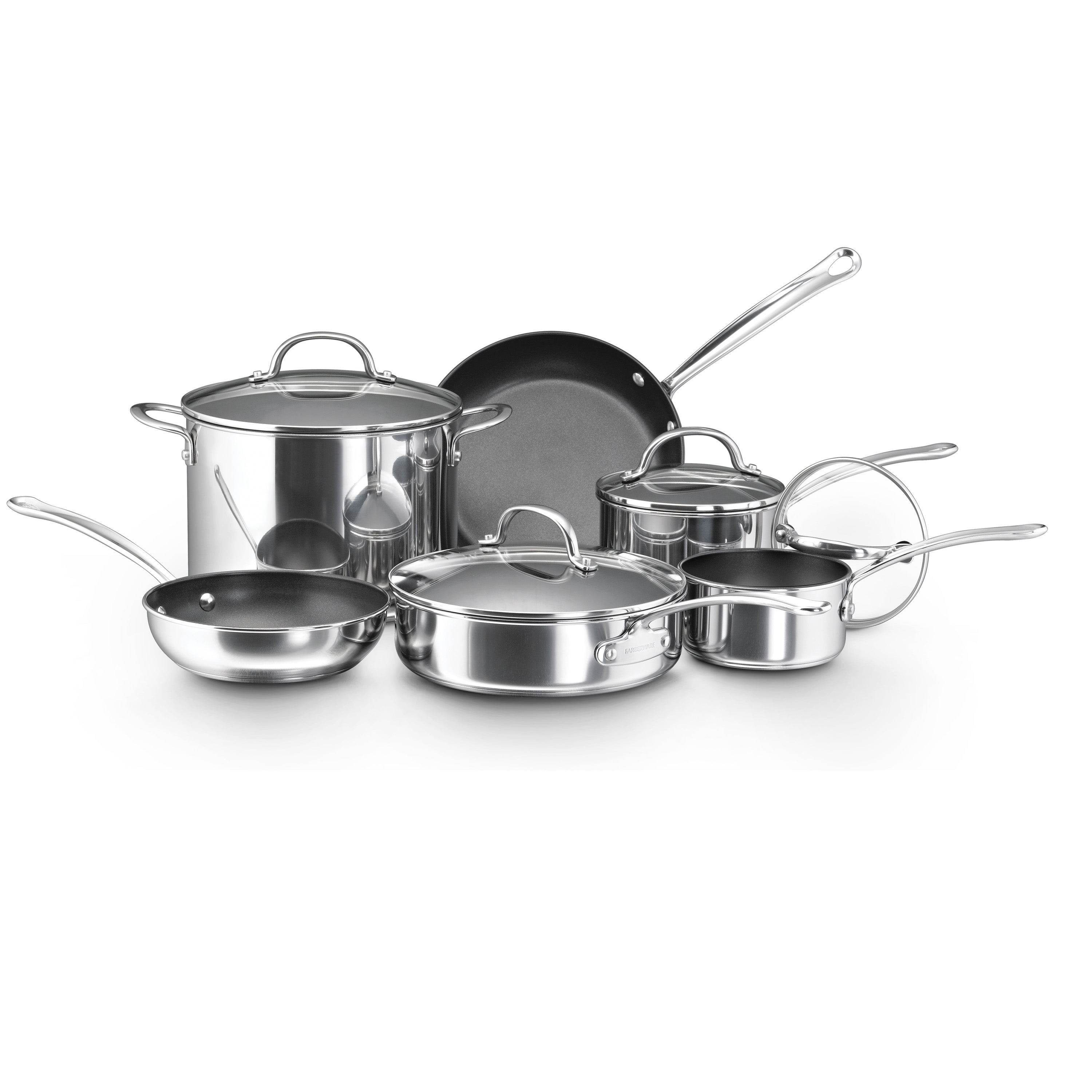 10pc Millenium Stainless Steel Nonstick Cookware Set