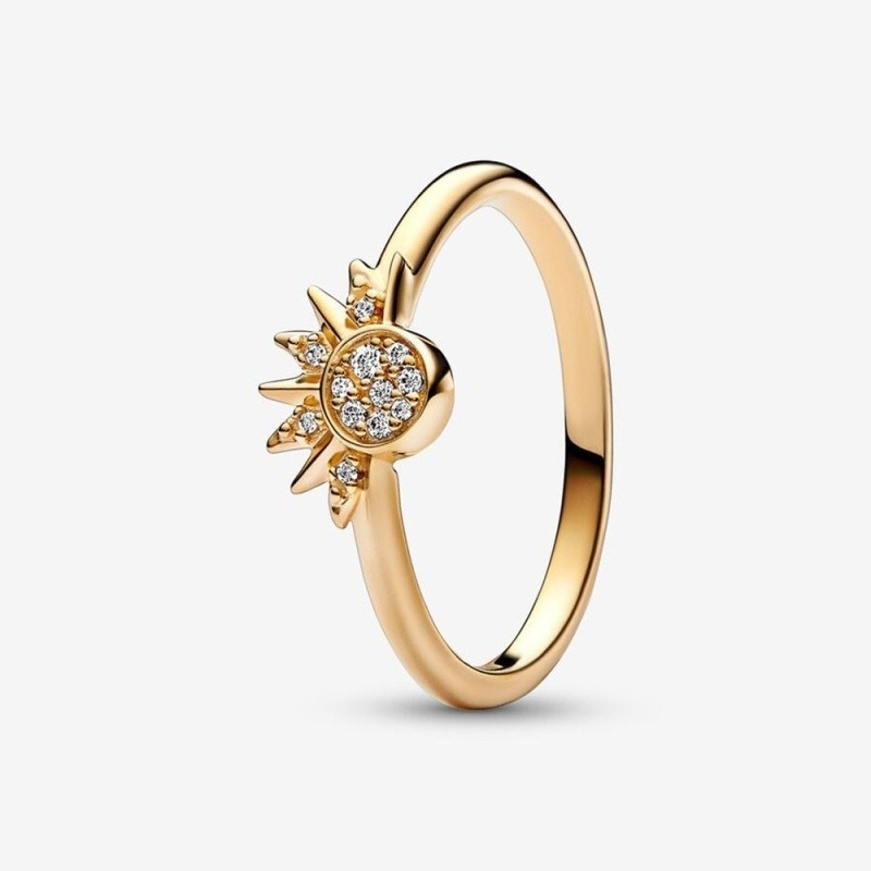 Celestial Sparkling Sun Ring, Size 8.5