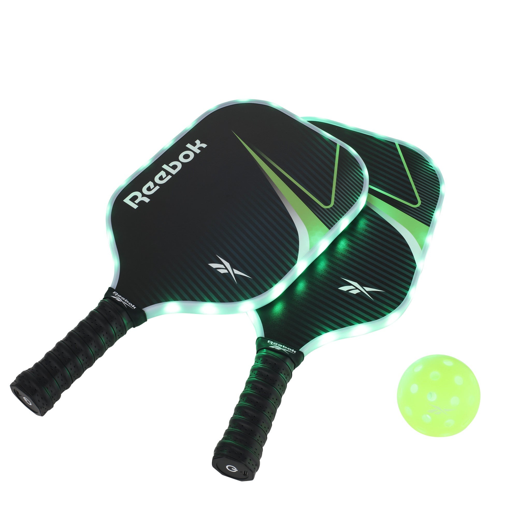 LED 2pc Fiberglass Pickleball Set Green