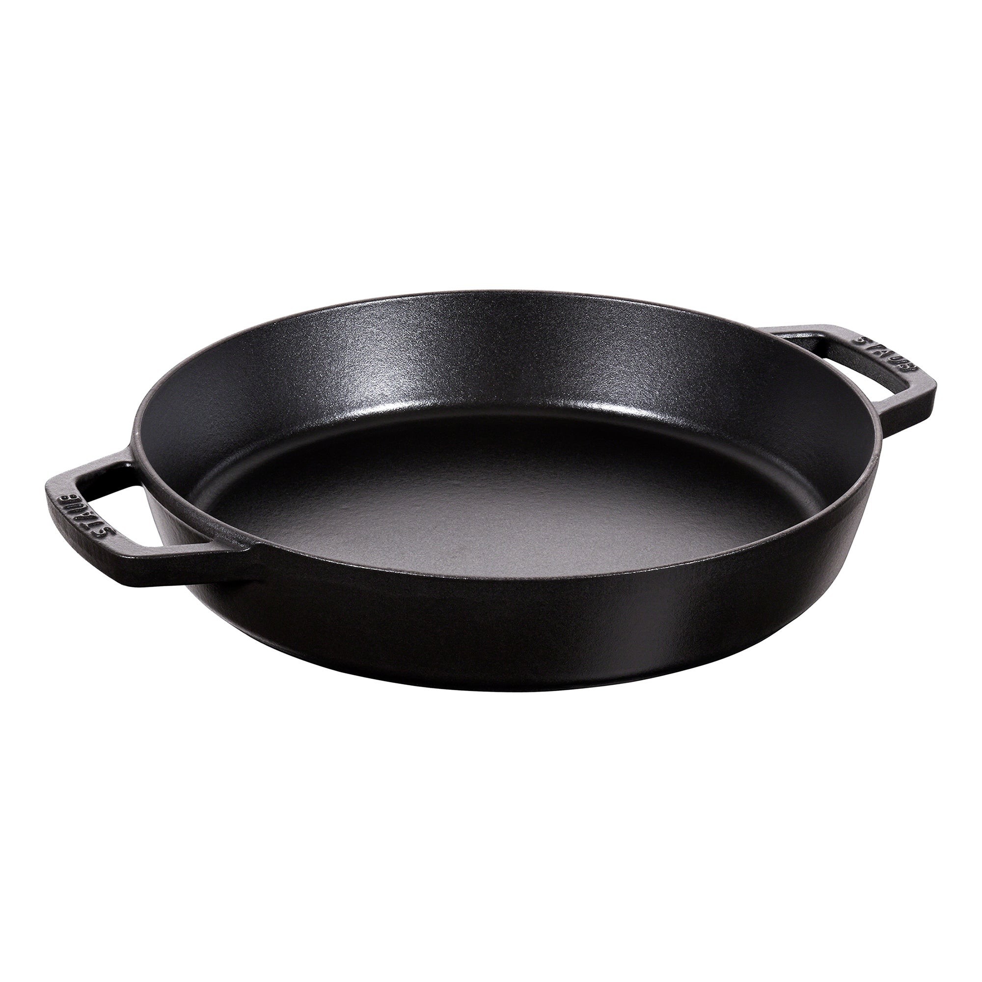 13" Cast Iron Double Handle Fry Pan Black Matte