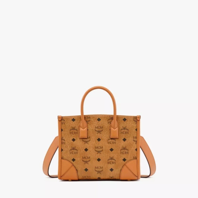 Small Munchen Tote in Visetos - Cognac