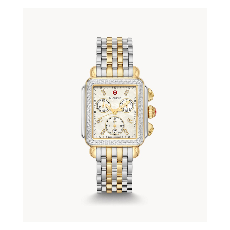 33mm Ladies Deco Two Tone Diamond Watch - (18k Gold)