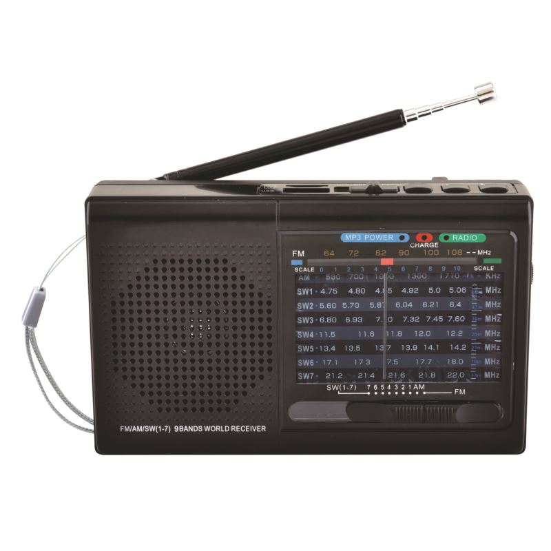 9 - Band AMFM Portable Radio with Bluetooth and USB Port - (Black)