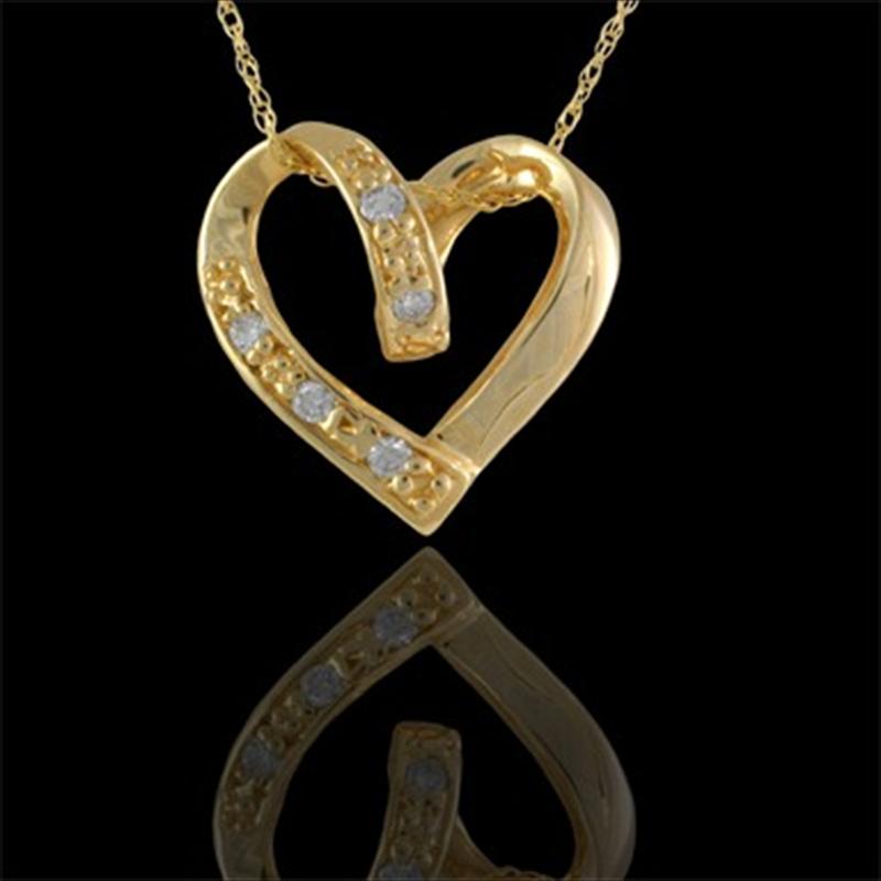 Diamond Pave Heart Pendant - (Yellow Gold)
