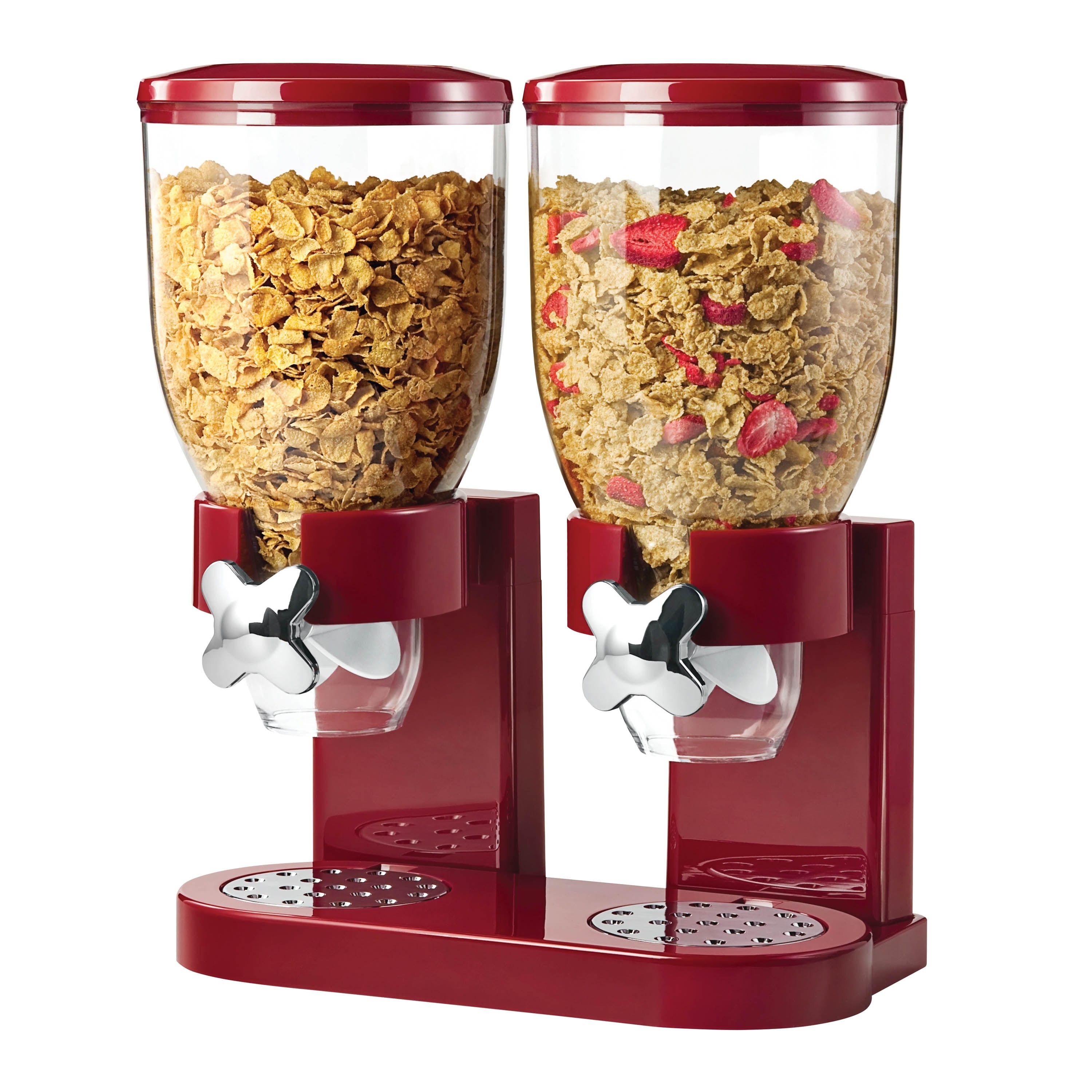 Double Cereal Dispenser w/ Portion Control Red