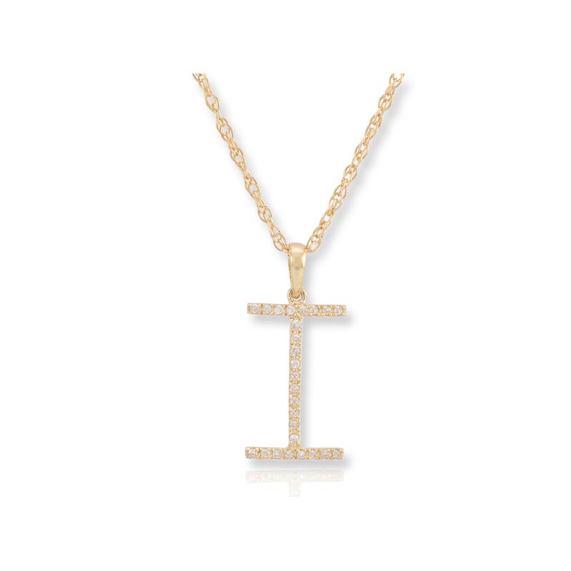 Diamond Initial I Necklace - (Yellow Gold)