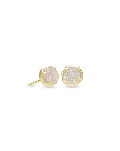 Kendra Scott Nola Gold Stud Earrings in Iridescent Drusy
