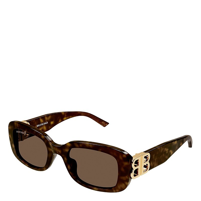Women's Shiny Dark Havana Rectangular Sunglasses
