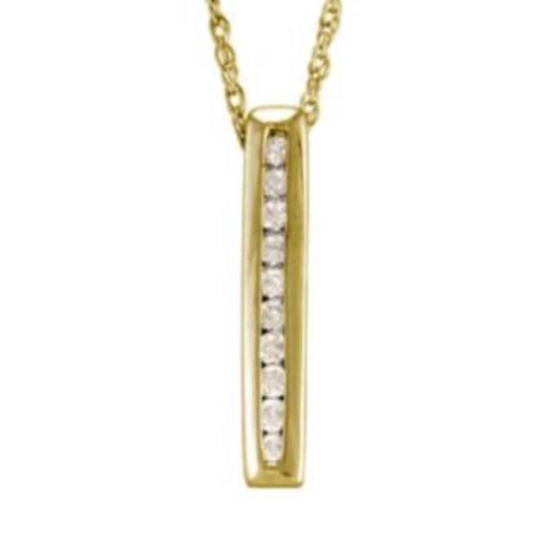 Sytlish Mini Vertical Bar Pendant Necklace - (Yellow Gold)
