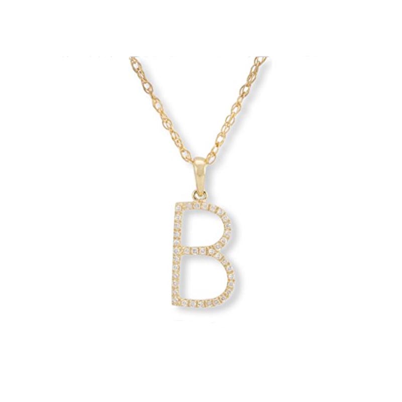 Diamond Initial B Necklace - (Yellow Gold)