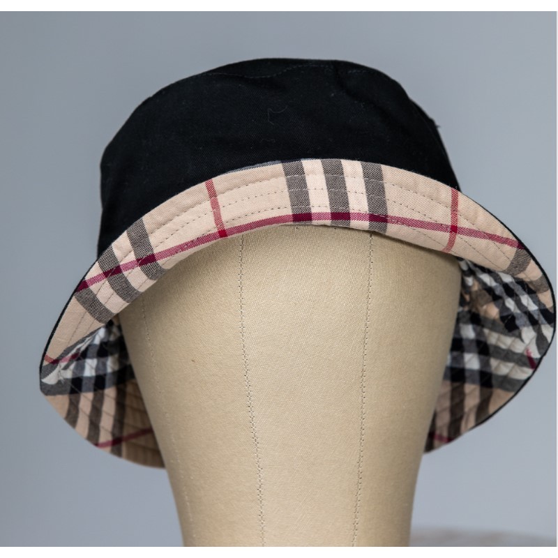 Reversible Black and Beige Bucket Hat - (Medium)