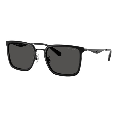 Coach Pillow Tabby Metal Square Sunglasses, Black/Grey Solid, Size 56 frame Black/Grey Solid