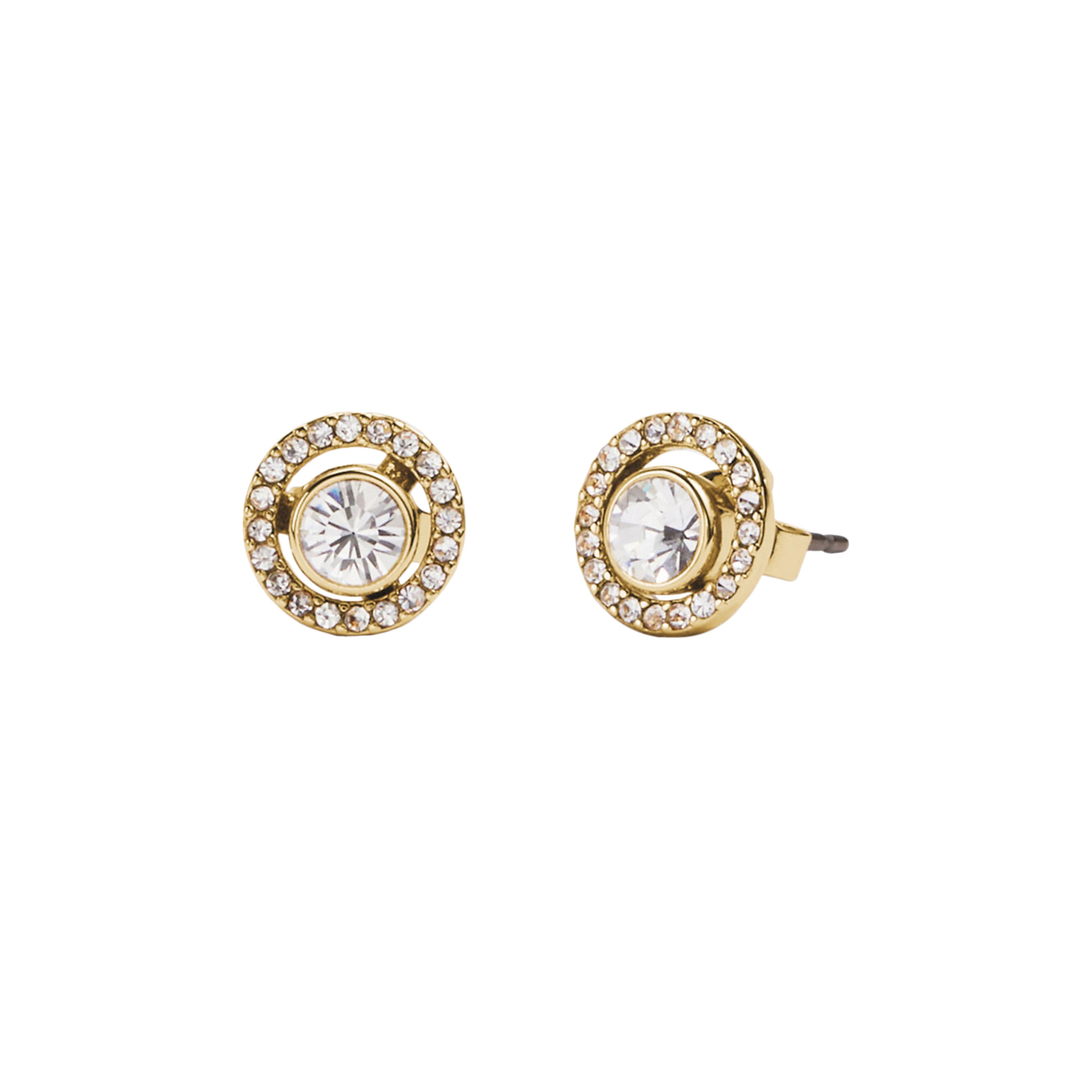 Gold-Tone Halo Pave Stud Earrings