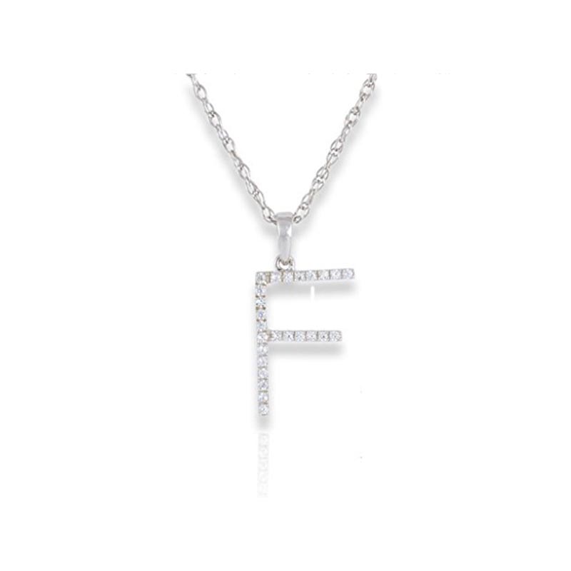 Diamond Initial F Necklace - (White Gold)