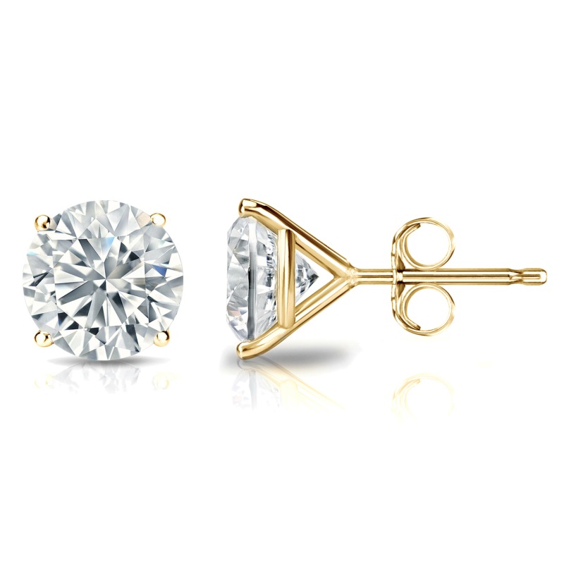 4 Prong Martini Set Stud Earrings in Yellow Plating