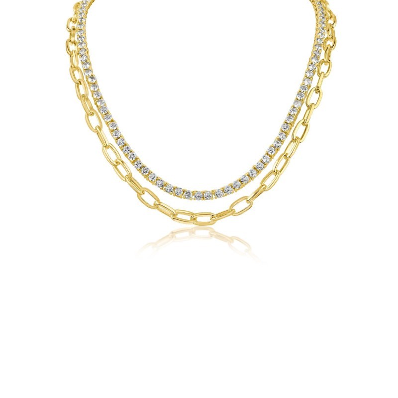 CZ by Kenneth Jay Lane Tennis Chain Layered Necklace