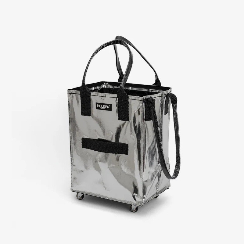 ROLLING TOTE BAG MEDIUM SILVER