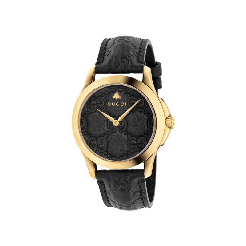 G-Timeless Yellow Gold Signature Leather Dial Watch