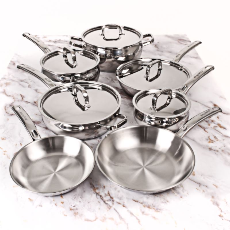 12 - Piece Belly Shape 1810 Stainless Steel Cookware Set with Metal Lids
