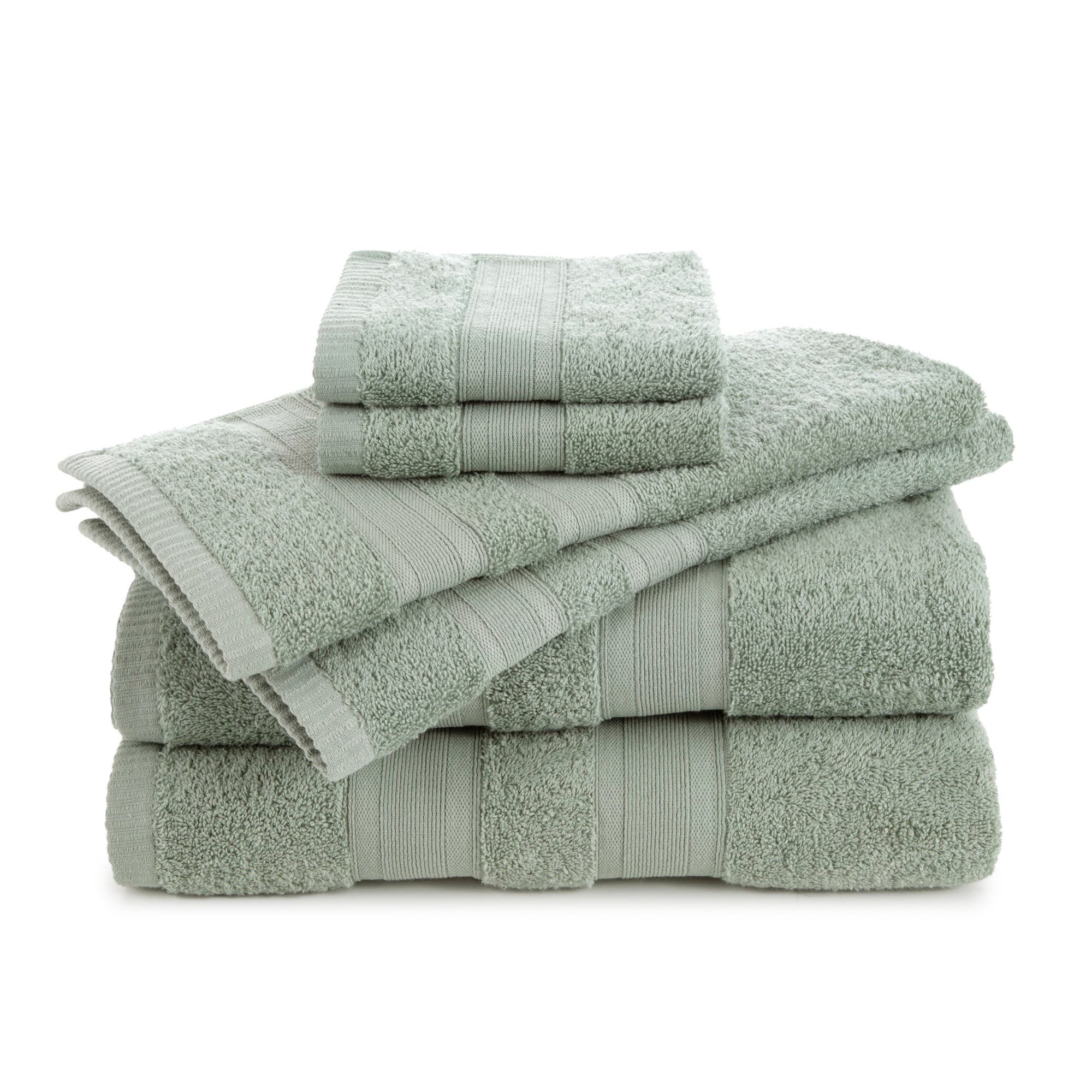 Solid Low Lint 6pc Bath Towel Set Moss Green