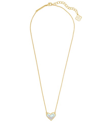 Kendra Scott Ari Heart Gold Pendant Necklace in Dichroic Glass